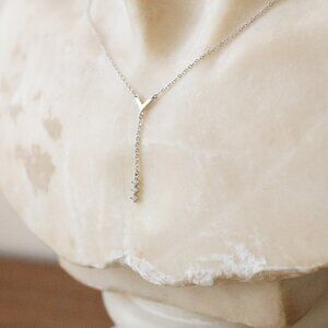 NWT Diamond Necklace with Box from France | NIB Delicate Silver Jewelry